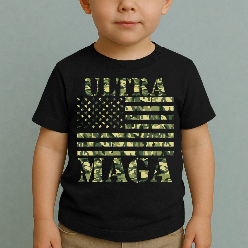 Ultra MAGA Camouflage Camo USA United States Of America Flag Toddler T-Shirt