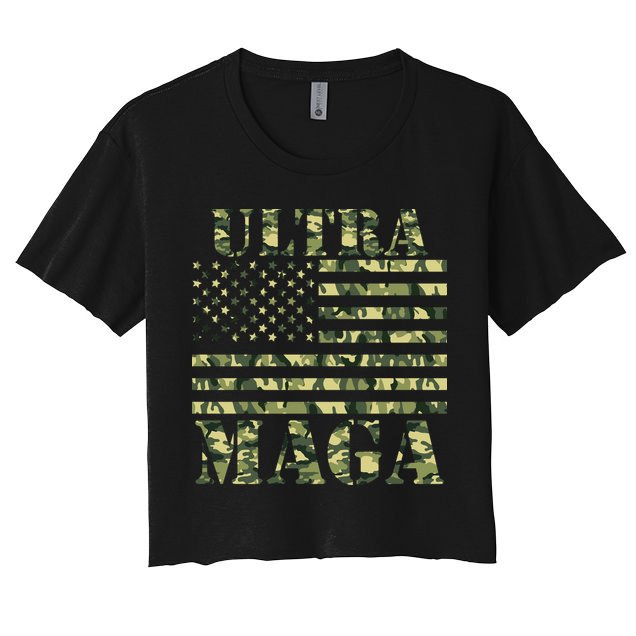 Ultra MAGA Camouflage Camo USA United States Of America Flag Crop Top