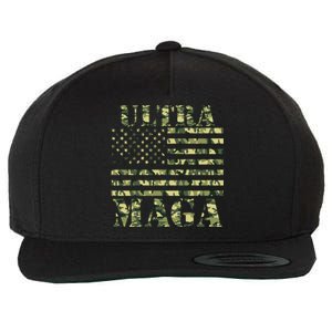 Ultra MAGA Camouflage Camo USA United States Of America Flag Wool Snapback Cap