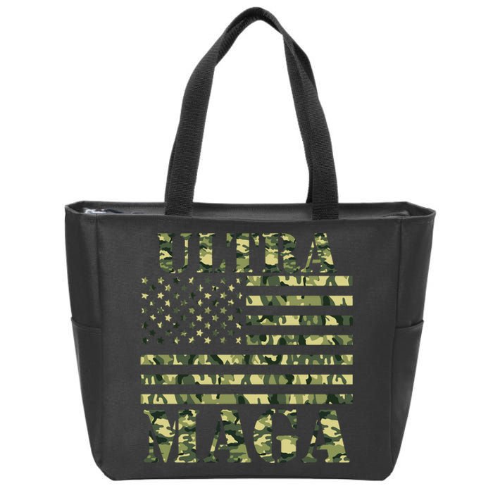 Ultra MAGA Camouflage Camo USA United States Of America Flag Zip Tote Bag