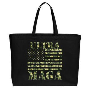 Ultra MAGA Camouflage Camo USA United States Of America Flag Cotton Canvas Jumbo Tote