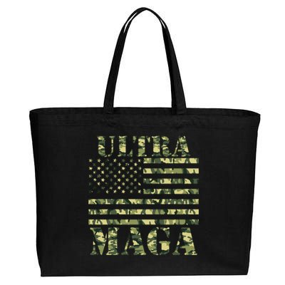 Ultra MAGA Camouflage Camo USA United States Of America Flag Cotton Canvas Jumbo Tote