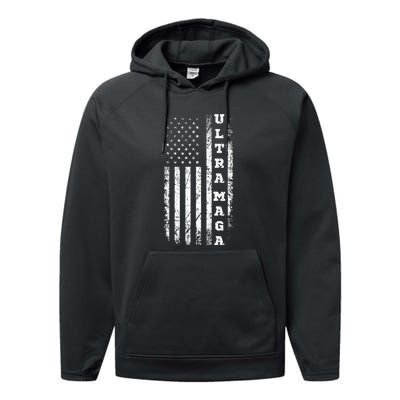 Ultra MAGA Conservative US Flag Performance Fleece Hoodie