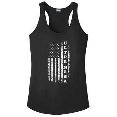 Ultra MAGA Conservative US Flag Ladies PosiCharge Competitor Racerback Tank