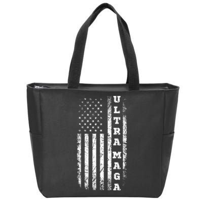 Ultra MAGA Conservative US Flag Zip Tote Bag