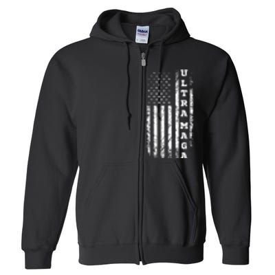 Ultra MAGA Conservative US Flag Full Zip Hoodie