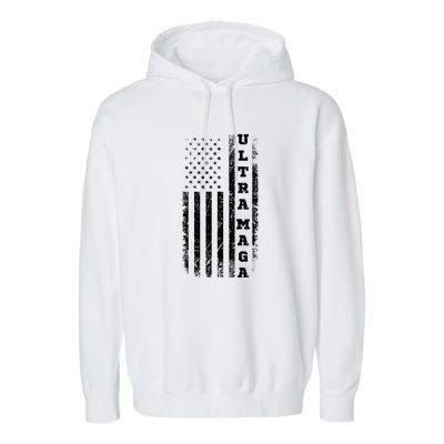 Ultra MAGA Conservative US Flag Garment-Dyed Fleece Hoodie