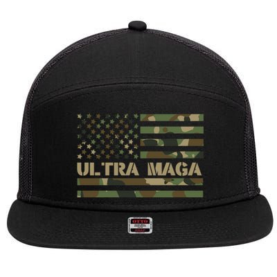 Ultra Maga Camouflage Patriotic Graphic 7 Panel Mesh Trucker Snapback Hat