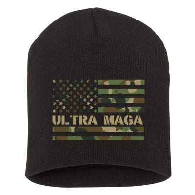 Ultra Maga Camouflage Patriotic Graphic Short Acrylic Beanie