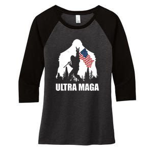 Ultra MAGA Conservative Republican Women's Tri-Blend 3/4-Sleeve Raglan Shirt