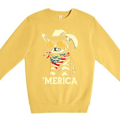 Usa Merica Cat 4th Of July Funny Patriotic Premium Crewneck Sweatshirt