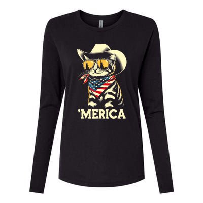 Usa Merica Cat 4th Of July Funny Patriotic Womens Cotton Relaxed Long Sleeve T-Shirt