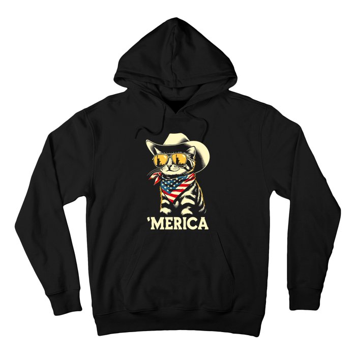 Usa Merica Cat 4th Of July Funny Patriotic Hoodie