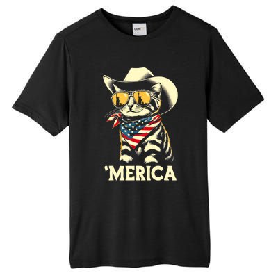 Usa Merica Cat 4th Of July Funny Patriotic Tall Fusion ChromaSoft Performance T-Shirt