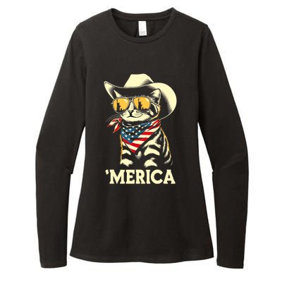 Usa Merica Cat 4th Of July Funny Patriotic Womens CVC Long Sleeve Shirt