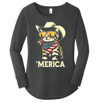 Usa Merica Cat 4th Of July Funny Patriotic Women's Perfect Tri Tunic Long Sleeve Shirt