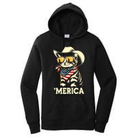 Usa Merica Cat 4th Of July Funny Patriotic Women's Pullover Hoodie