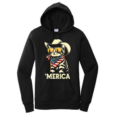 Usa Merica Cat 4th Of July Funny Patriotic Women's Pullover Hoodie