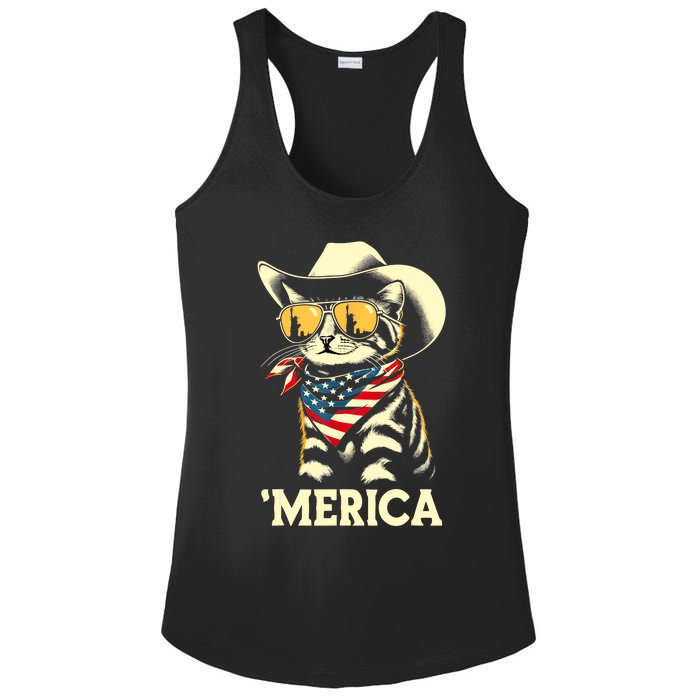 Usa Merica Cat 4th Of July Funny Patriotic Ladies PosiCharge Competitor Racerback Tank