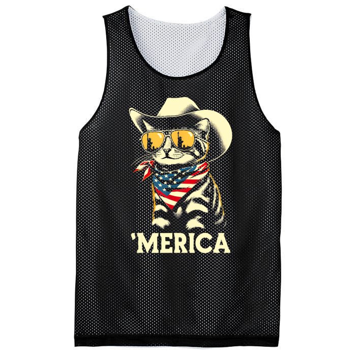 Usa Merica Cat 4th Of July Funny Patriotic Mesh Reversible Basketball Jersey Tank