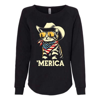 Usa Merica Cat 4th Of July Funny Patriotic Womens California Wash Sweatshirt