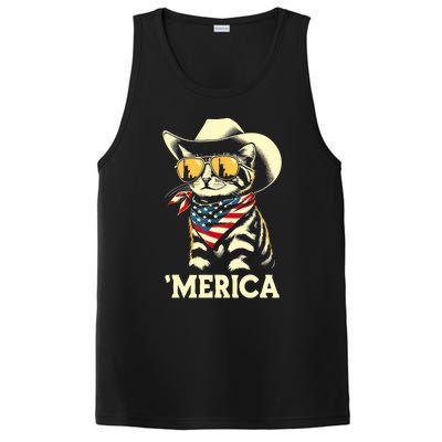 Usa Merica Cat 4th Of July Funny Patriotic PosiCharge Competitor Tank