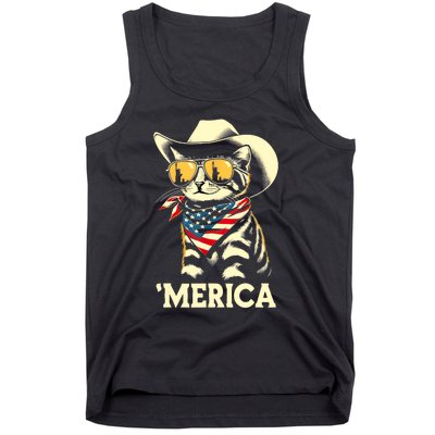 Usa Merica Cat 4th Of July Funny Patriotic Tank Top