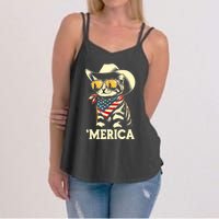 Usa Merica Cat 4th Of July Funny Patriotic Women's Strappy Tank