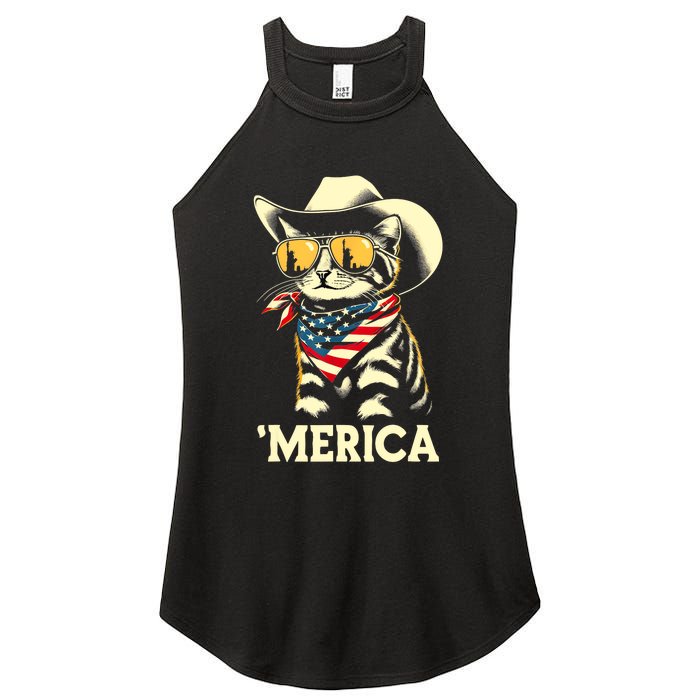 Usa Merica Cat 4th Of July Funny Patriotic Women's Perfect Tri Rocker Tank