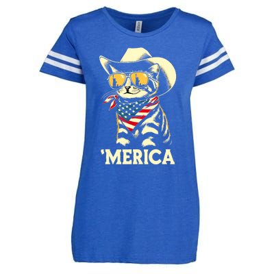 Usa Merica Cat 4th Of July Funny Patriotic Enza Ladies Jersey Football T-Shirt