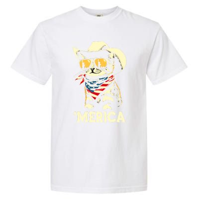 Usa Merica Cat 4th Of July Funny Patriotic Garment-Dyed Heavyweight T-Shirt