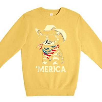 Usa Merica Cat 4th Of July Funny Patriotic Premium Crewneck Sweatshirt