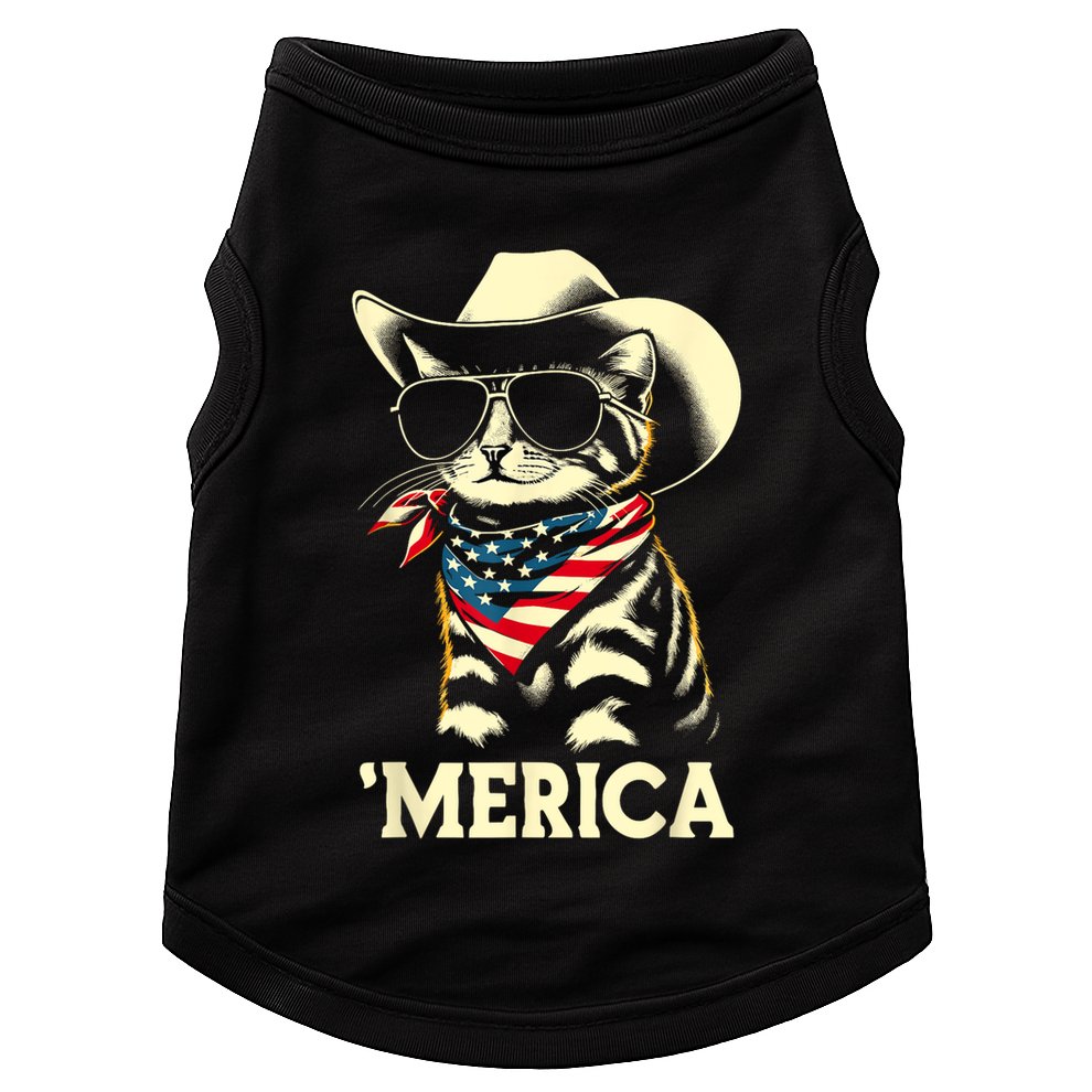 Usa Merica Cat 4th Of July Funny Patriotic Doggie Tank