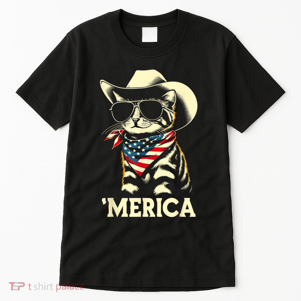 Usa Merica Cat 4th Of July Funny Patriotic Tall T-Shirt