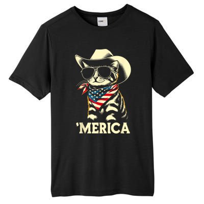 Usa Merica Cat 4th Of July Funny Patriotic Tall Fusion ChromaSoft Performance T-Shirt