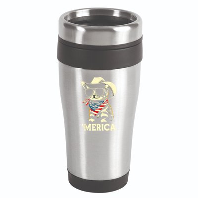 Usa Merica Cat 4th Of July Funny Patriotic 16oz Travel Tumbler