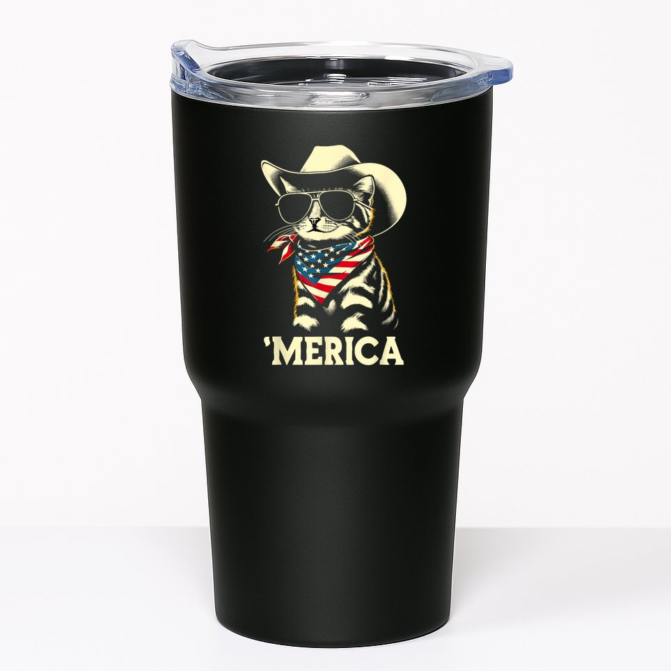 Usa Merica Cat 4th Of July Funny Patriotic Tumbler