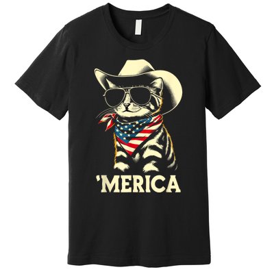 Usa Merica Cat 4th Of July Funny Patriotic Premium T-Shirt