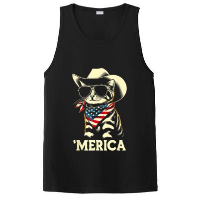 Usa Merica Cat 4th Of July Funny Patriotic PosiCharge Competitor Tank