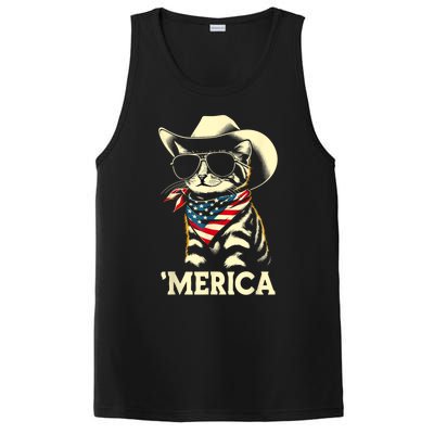 Usa Merica Cat 4th Of July Funny Patriotic PosiCharge Competitor Tank