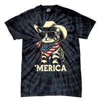 Usa Merica Cat 4th Of July Funny Patriotic Tie-Dye T-Shirt