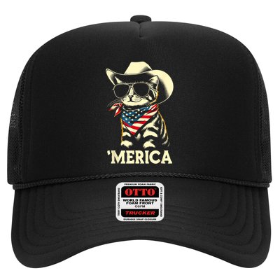 Usa Merica Cat 4th Of July Funny Patriotic Trucker Hat