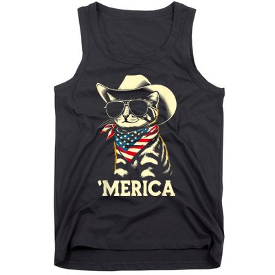 Usa Merica Cat 4th Of July Funny Patriotic Tank Top