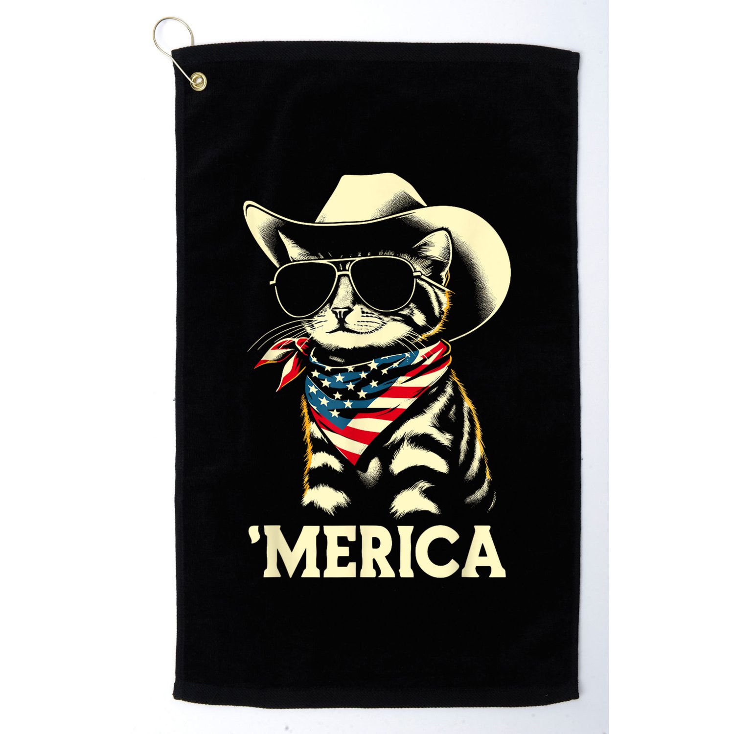 Usa Merica Cat 4th Of July Funny Patriotic Golf Towel