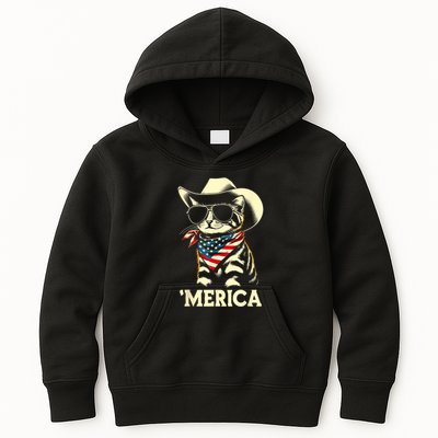 Usa Merica Cat 4th Of July Funny Patriotic Kids Hoodie