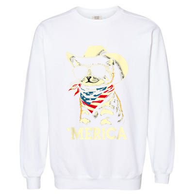 Usa Merica Cat 4th Of July Funny Patriotic Garment-Dyed Sweatshirt