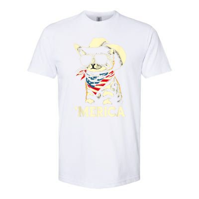 Usa Merica Cat 4th Of July Funny Patriotic Softstyle CVC T-Shirt