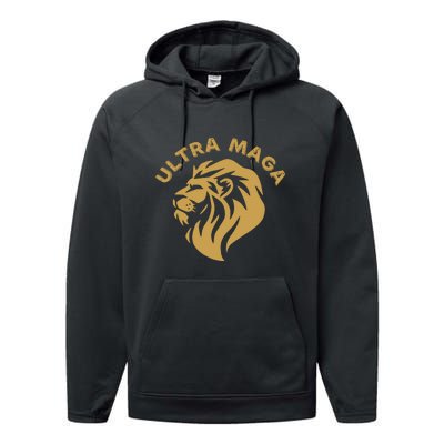 Ultra MAGA Conservative Anti Biden Performance Fleece Hoodie