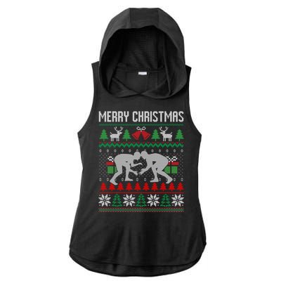 Ugly Merry Christmas Wrestling Wrestler Santa Xmas Costume Gift Ladies PosiCharge Tri-Blend Wicking Draft Hoodie Tank