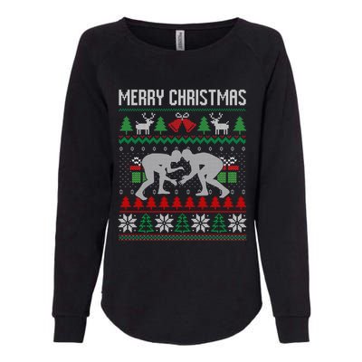 Ugly Merry Christmas Wrestling Wrestler Santa Xmas Costume Gift Womens California Wash Sweatshirt